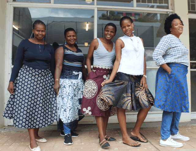 Among the items participants make with the sewing course, are skirts.